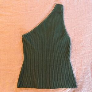 Aritzia Babaton Olive Ribbed Knit Top